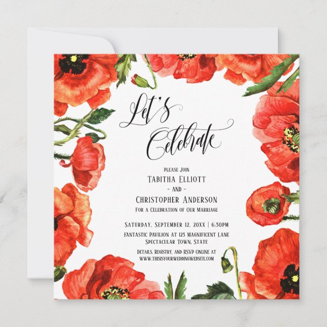 Invitation Célébrons la réception de la couronne de pavots ro (Devant)