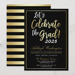 Invitation Célébrons l'Âme !   Gold Black Graduation