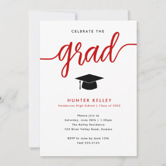Invitation Célébrons le Grad, photo rouge