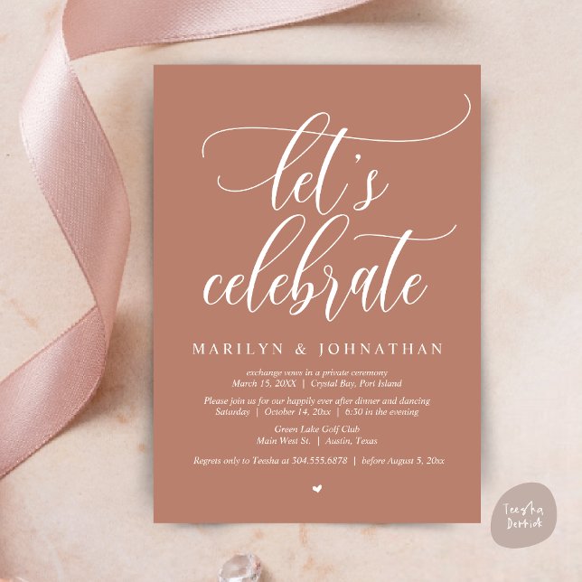 Invitation Célébrons le Mariage Elopement Dîner Dancing (Let's Celebrate Wedding Elopement Dinner Party Lunch BrunchDancing Invitation Card PDF, Earthy)