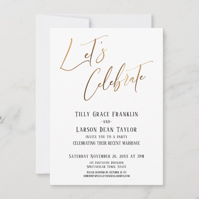 Invitation Célébrons l'élégance de l'or pour une fête de mari (Devant)