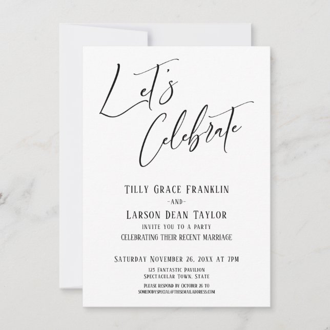 Invitation Célébrons une fête de mariage élégante et moderne (Devant)