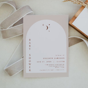 Invitation CELESTE Boho Terracotta Moon Arch Baby shower