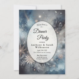 Invitation Céleste Hiver Minuit Dîner Étincelant