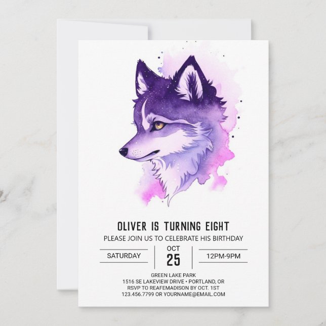 Invitation Céleste Howl : Anniversaire du loup (Devant)