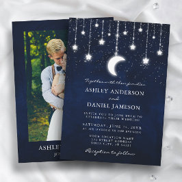 Invitation Céleste Lune Étoiles à cordes Lumières Mariage pho