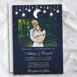 Invitation Céleste Lune Étoiles Lumières Mariage photo