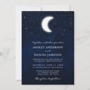 Invitation Céleste Lune étoiles Mariage photo