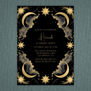 Invitation Céleste Lune Noir Tarot Sortie Anniversaire