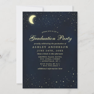 Invitation Céleste Lune Stars Midnight Graduation Party