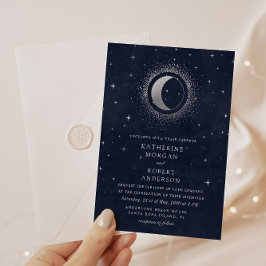 Invitation céleste minuit bleu étoiles lune Mariage Invitat