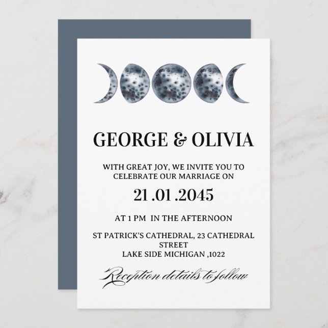 Invitation Celestial Boho Astrology Wedding  Wedding (Devant / Derrière)