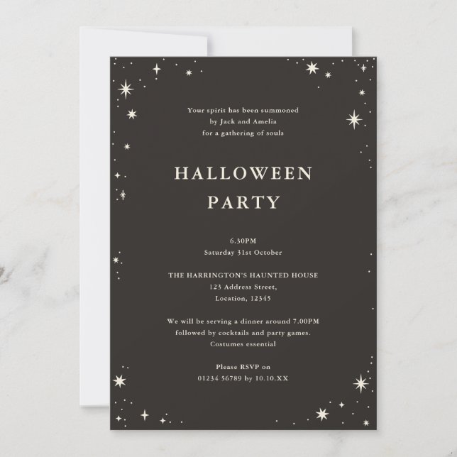 Invitation Celestial Boho Tarot Star Halloween noir (Devant)
