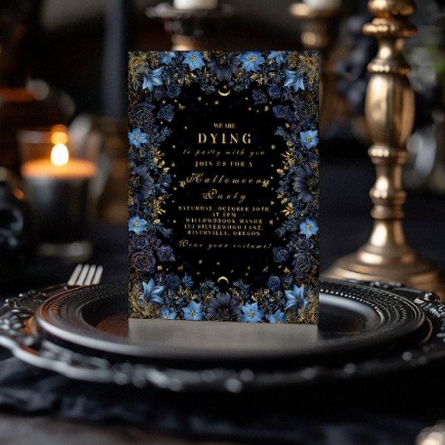 Invitation Celestial Gothique Gold et Sapphire Party (Créateur téléchargé)