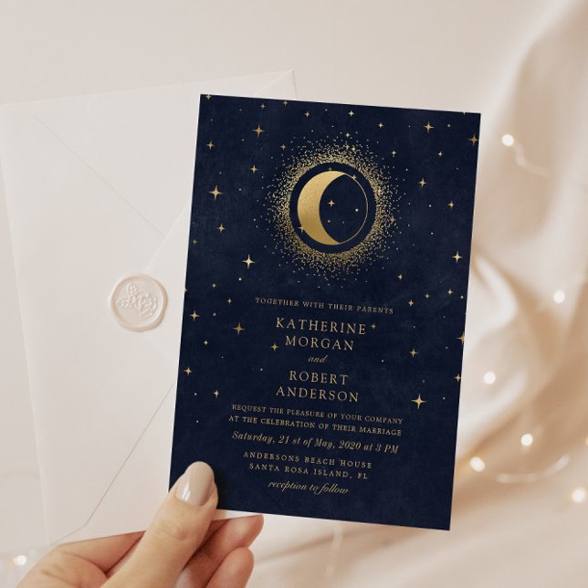 Invitation Celestial Midnight Stars Budget Mariage photo (Créateur téléchargé)