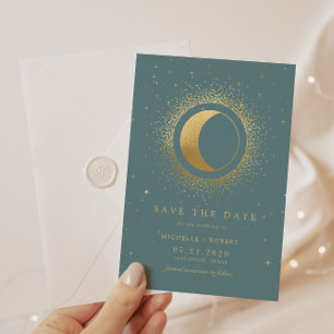 Invitation Celestial Midnight Stars Photo Enregistrer La Date