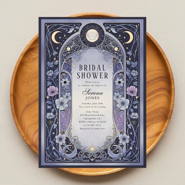 Invitation Celestial Moon Floral Art Nouveau Bridal Shower (Créateur téléchargé)