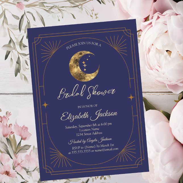 Invitation Celestial Moon Frame Violet Bridal Shower (Créateur téléchargé)
