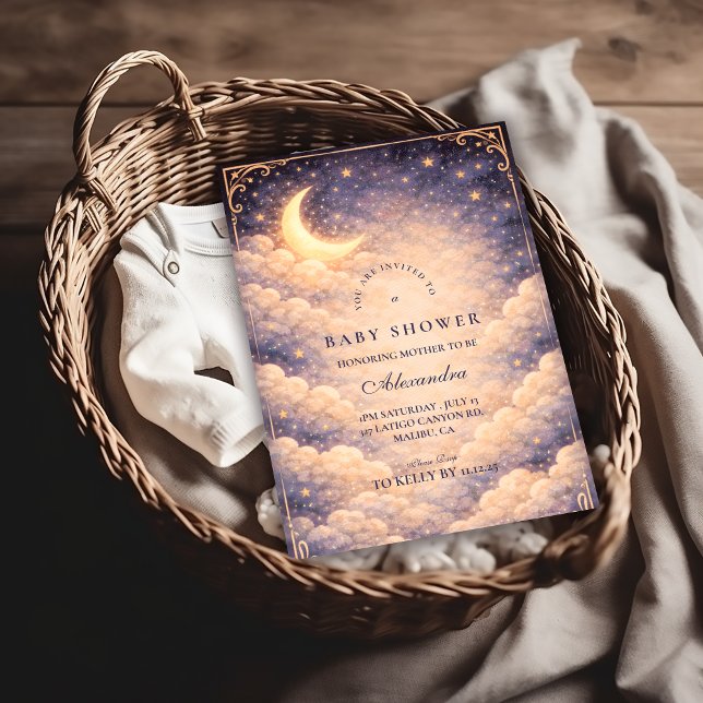 Invitation Celestial Moon Stars Neutral Baby Shower (Créateur téléchargé)