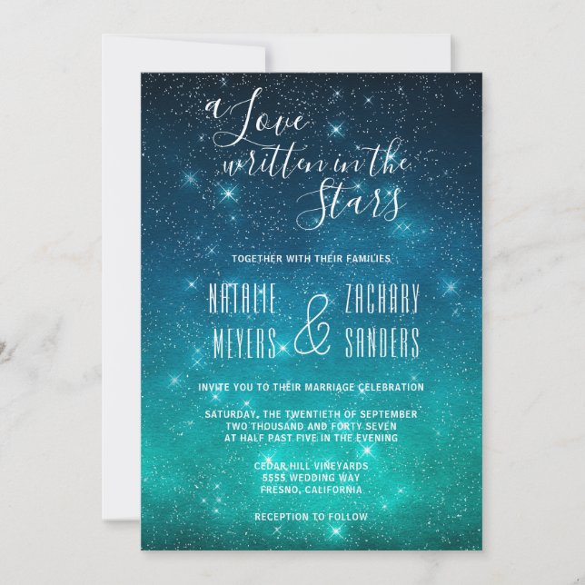 Invitation Celestial Un amour écrit dans les étoiles Mariage (Devant)