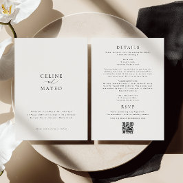 Invitation CELINE Minimalist Wedding Invite RSVP + Details