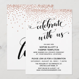 Invitation Cellebrez avec nous Écriture de coeurs Confettis d