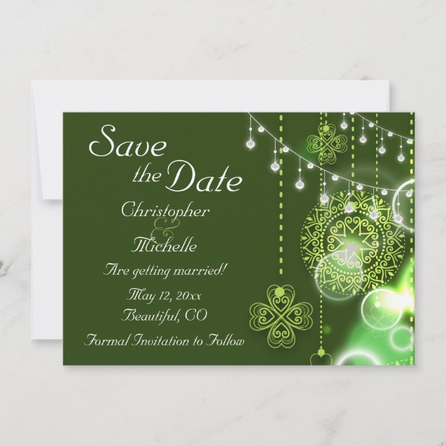Invitation Celtic Clovers Irish Sauvez la date Mariage (Devant)