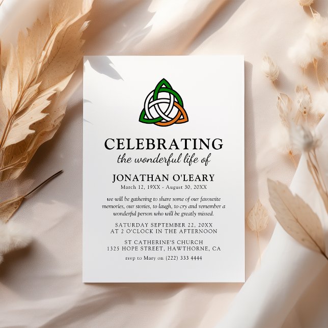 Invitation Celtic Knot Classic Irish Funeral Memorial Invitat (Créateur téléchargé)
