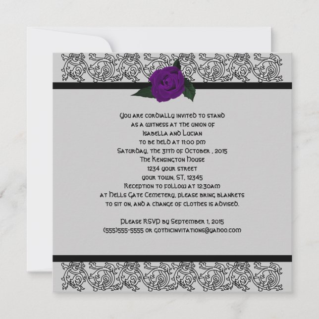 Invitation Celtic Knot Infinity Rose Goth Mariage (Devant)
