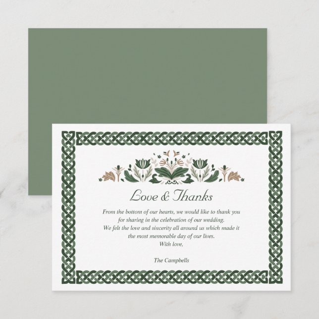 Invitation Celtic noeud Floral moderne irlandais Mariage MERC (Devant / Derrière)