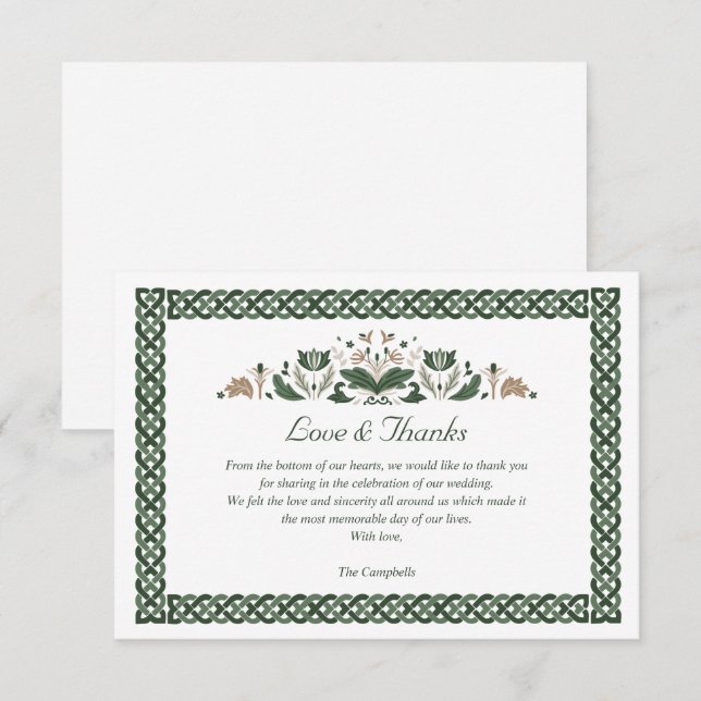 Invitation Celtic noeud Floral moderne irlandais Mariage MERC (Devant / Derrière)