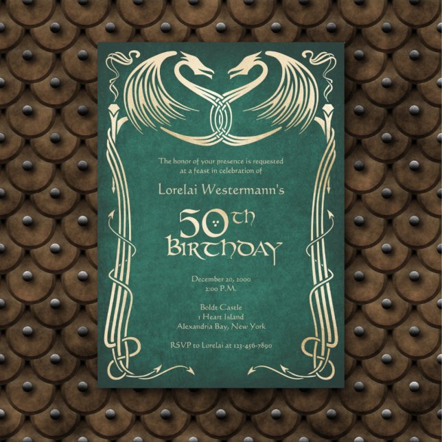Invitation Celtic Viking Dragon 50e anniversaire (Créateur téléchargé)
