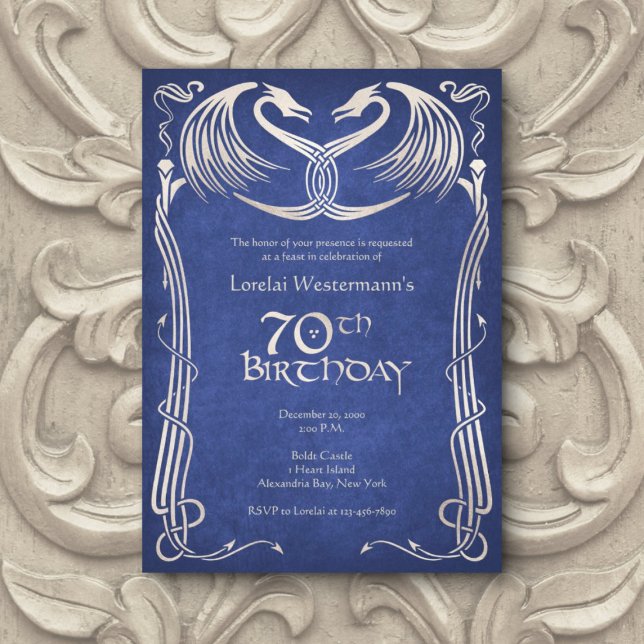 Invitation Celtic Viking Dragon 70e anniversaire (Créateur téléchargé)