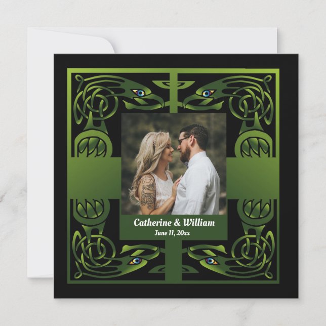 Invitation Celtique irlandais vert traditionnel (Devant)