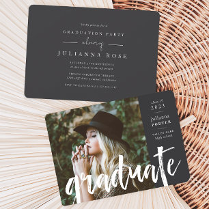 Invitation Cendre   Partie de graduation de superposition esq