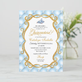 Invitation Cendrillon bleu Chaussure en verre Princesse Quinc