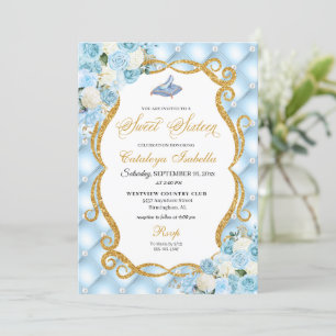 Invitation Cendrillon bleu Chaussure en verre Princesse Sweet