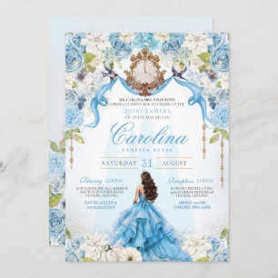 Invitation Cendrillon Bleu Luxe Princesse Quinceanera
