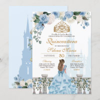 Cendrillon Bleu Roses & Or Princesse Quinceañera