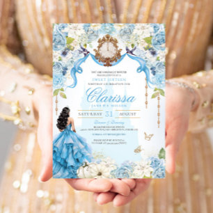 Invitation Cendrillon Bleu Sweet sixteen Royal Princesse