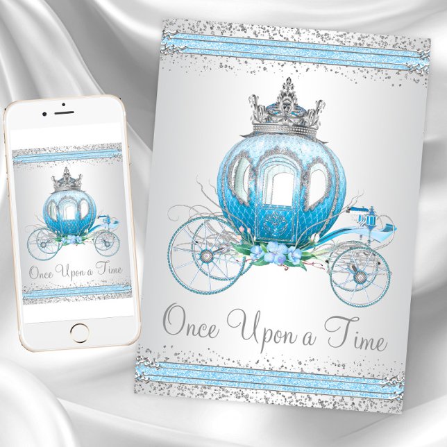 Invitation Cendrillon Bleue princesse fête d'anniversaire (Princess any occasion invitation. Digital download a printed invitations available.)
