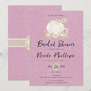 Invitation Cendrillon Carrosse en Or Rose pour Enterrement de