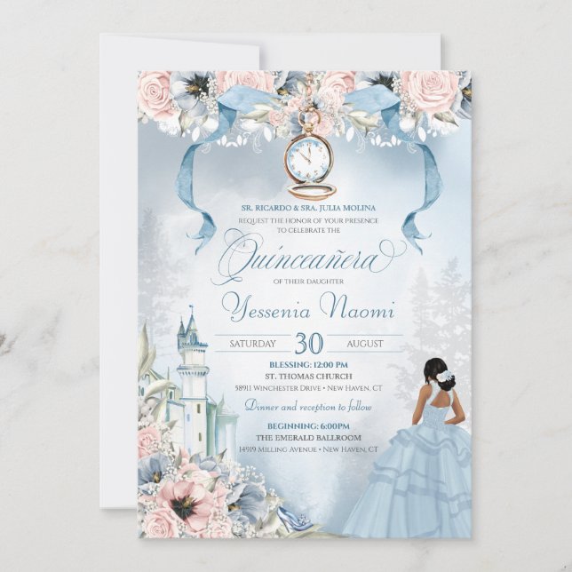 Invitation Cendrillon Fairy Tale Princess Castle Quinceanera (Devant)