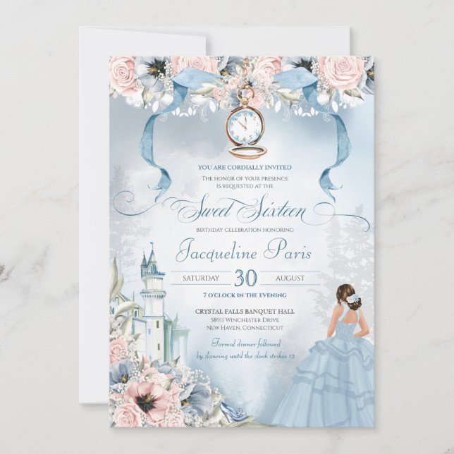 Invitation Cendrillon Fairy Tale Princess Sweet 16 Anniversai (Devant)