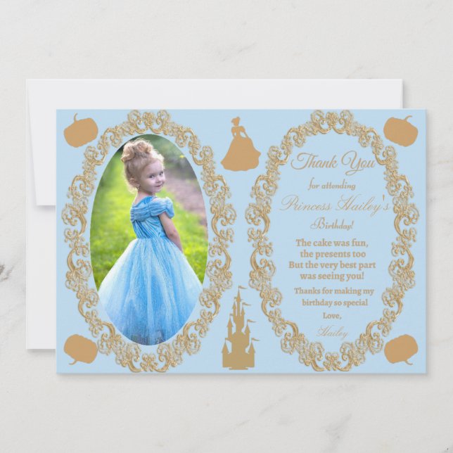 Invitation Cendrillon fête d'anniversaire Merci photo (Devant)