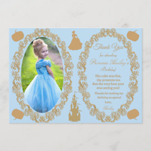 Invitation Cendrillon fête d'anniversaire Merci photo