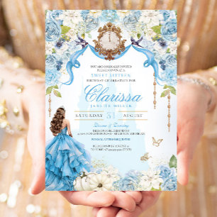Invitation Cendrillon Princesse Bleu clair Royal Sweet 16