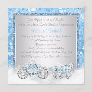Invitation Cendrillon princesse Blue and Silver