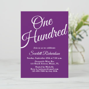 Invitation Cent Script Automne Purple 100e Anniversaire