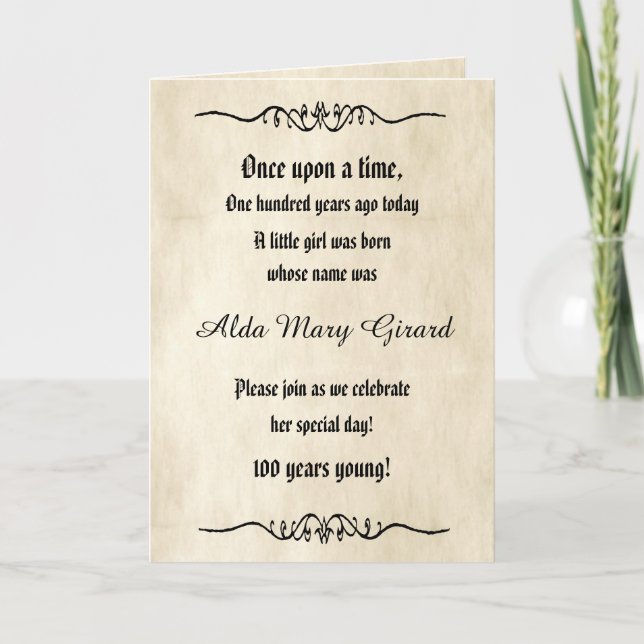 Invitation Centenaire 100e Anniversaire Antique Livre d'histo (Devant)